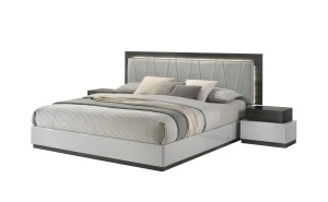 Cube Bed Grey / Dark Grey Glossy / Leatherette J&M Furniture Cube Bed Grey / Dark Grey Glossy / Leatherette J&M Furniture