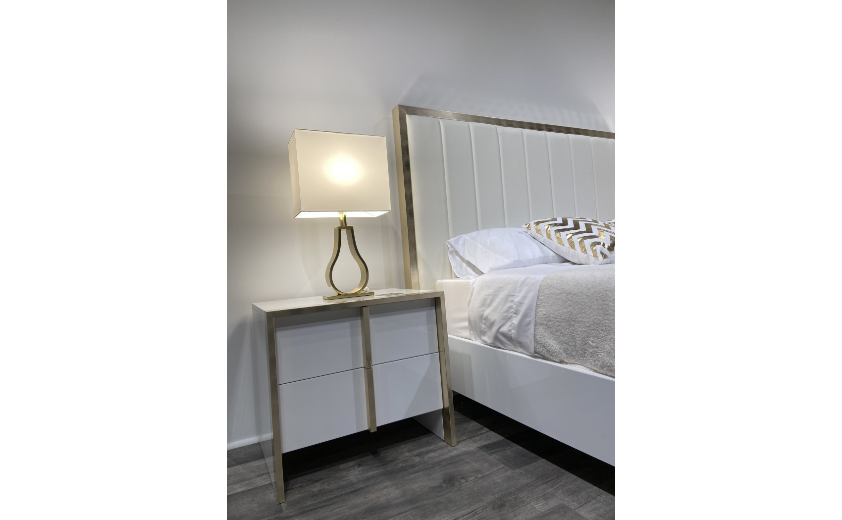 Fiocco Nightstand White Gold J&M Furniture