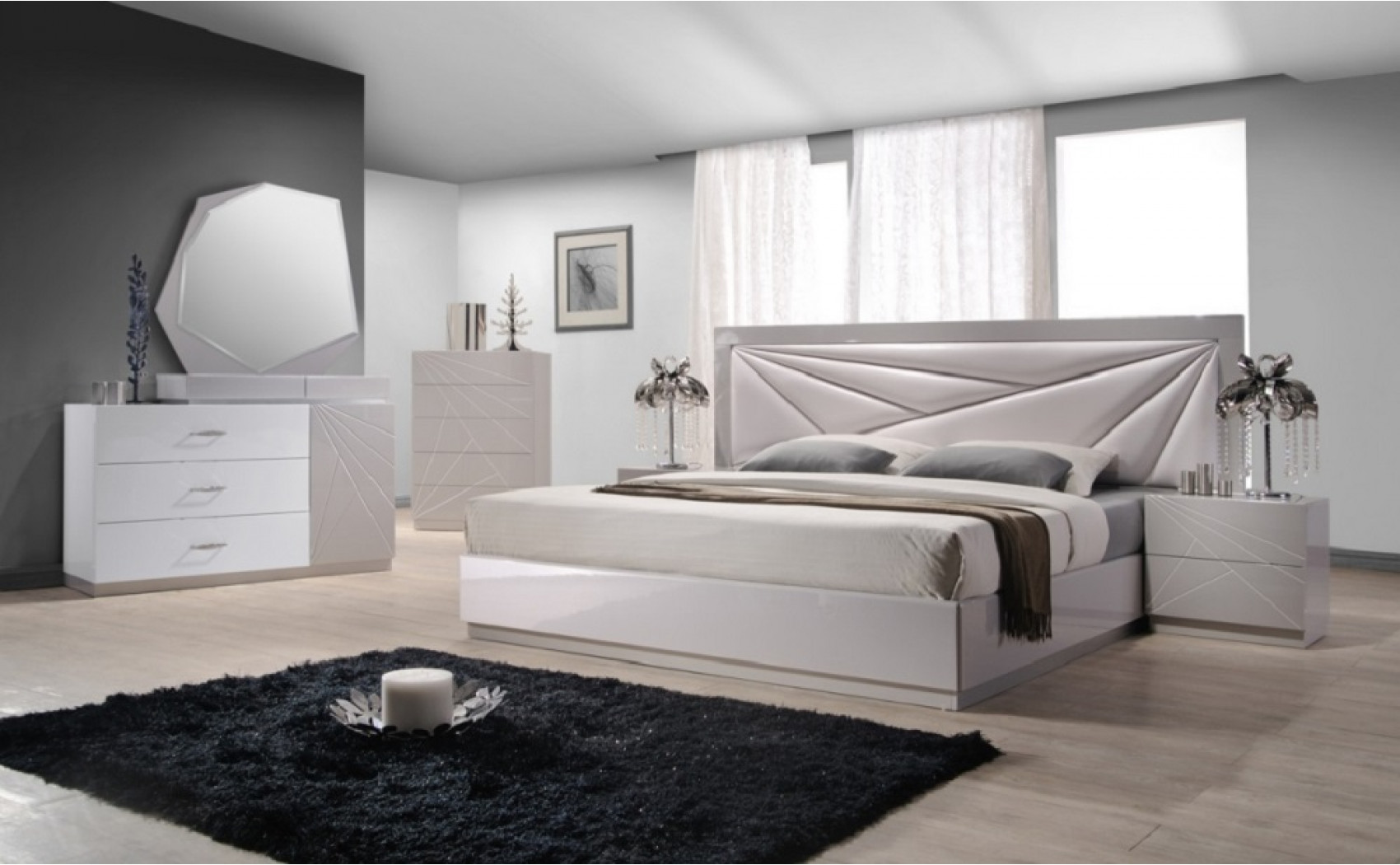 Florence Bedroom Set White & Taupe J&M Furniture