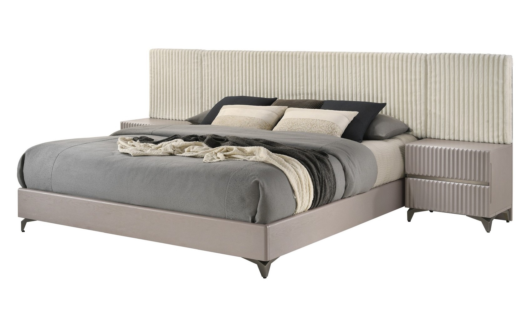 Grace Bedroom Set Taupe Matte / Fabric J&M Furniture