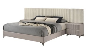 Grace Bed Taupe Matte / Fabric J&M Furniture