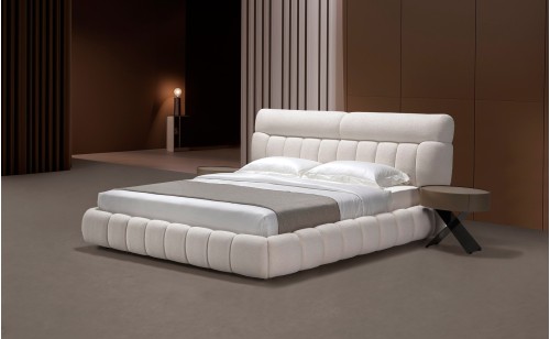 Melody HF021 Bed White Fabric J&M Furniture Melody HF021 Bed White Fabric J&M Furniture