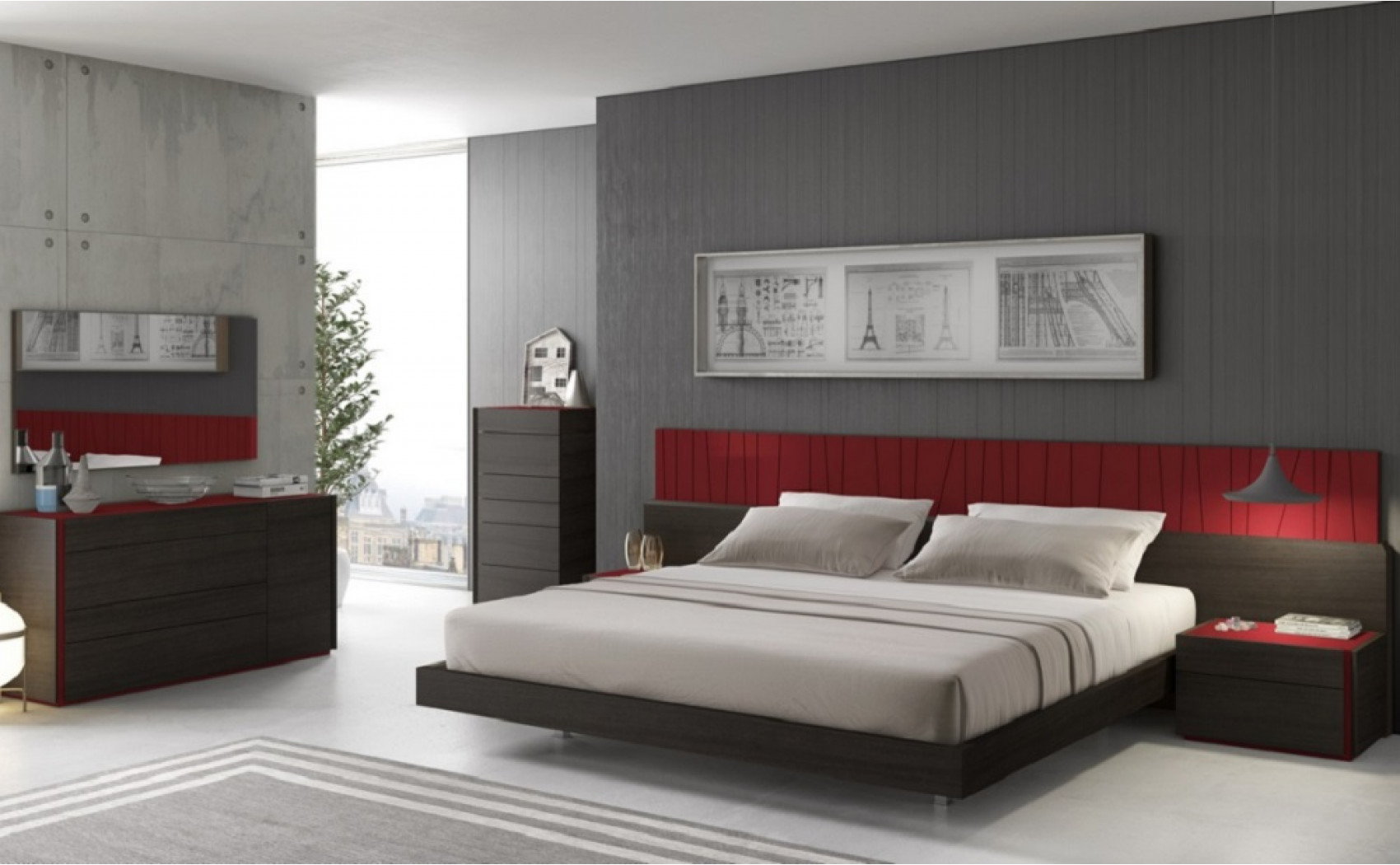 Lagos Bedroom Set Red Gloss & Wenge J&M Furniture