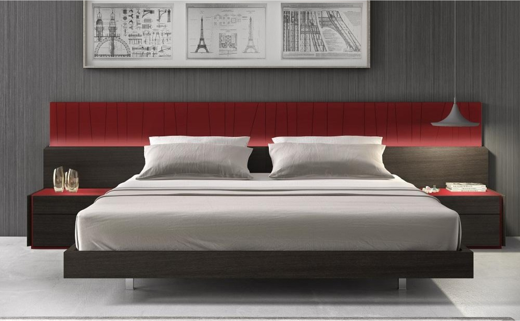 Lagos Bedroom Set Red Gloss & Wenge J&M Furniture