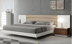 Lisbon Bed White Beige & Walnut J&M Furniture