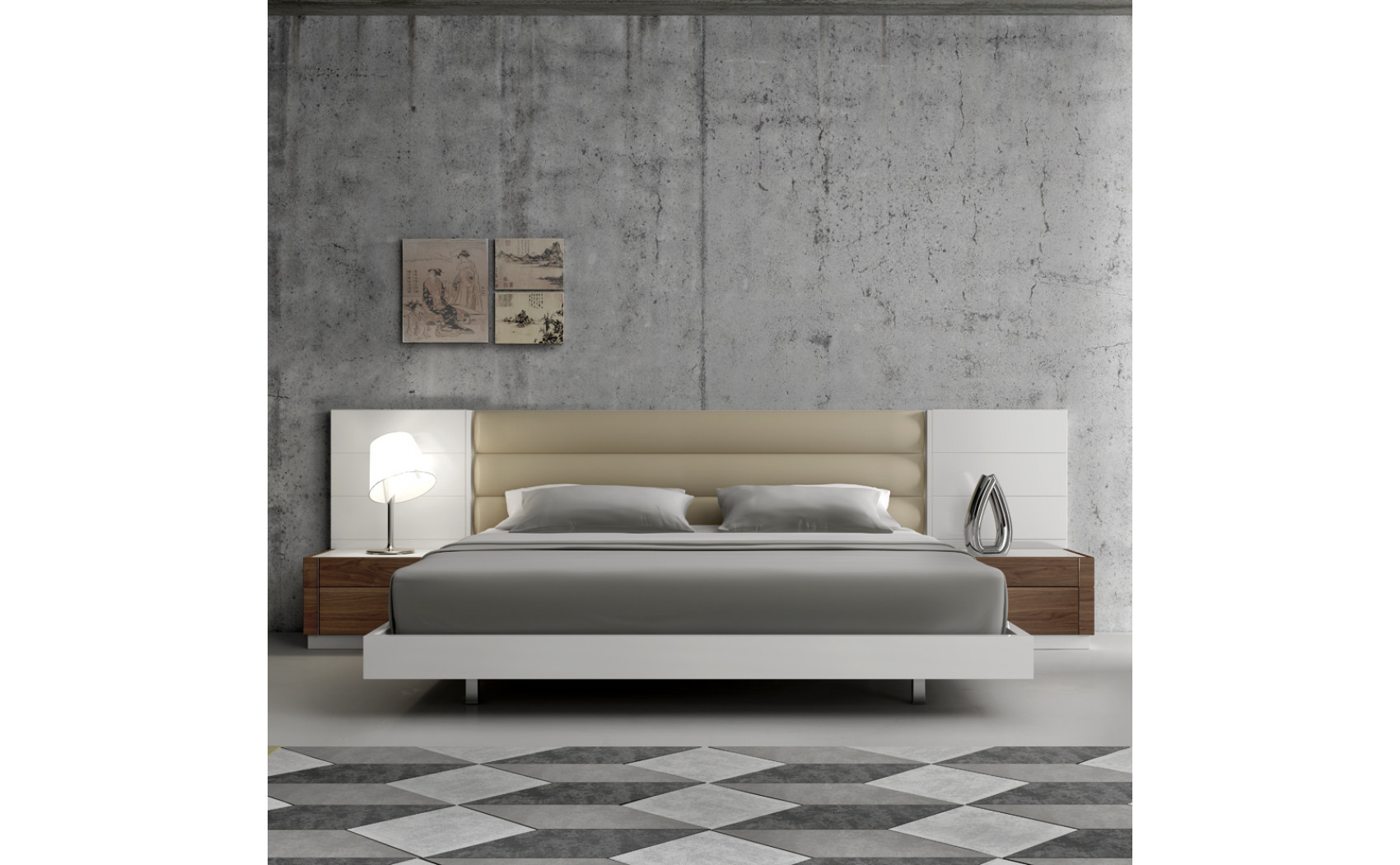 Lisbon Bedroom Set White Beige & Walnut J&M Furniture