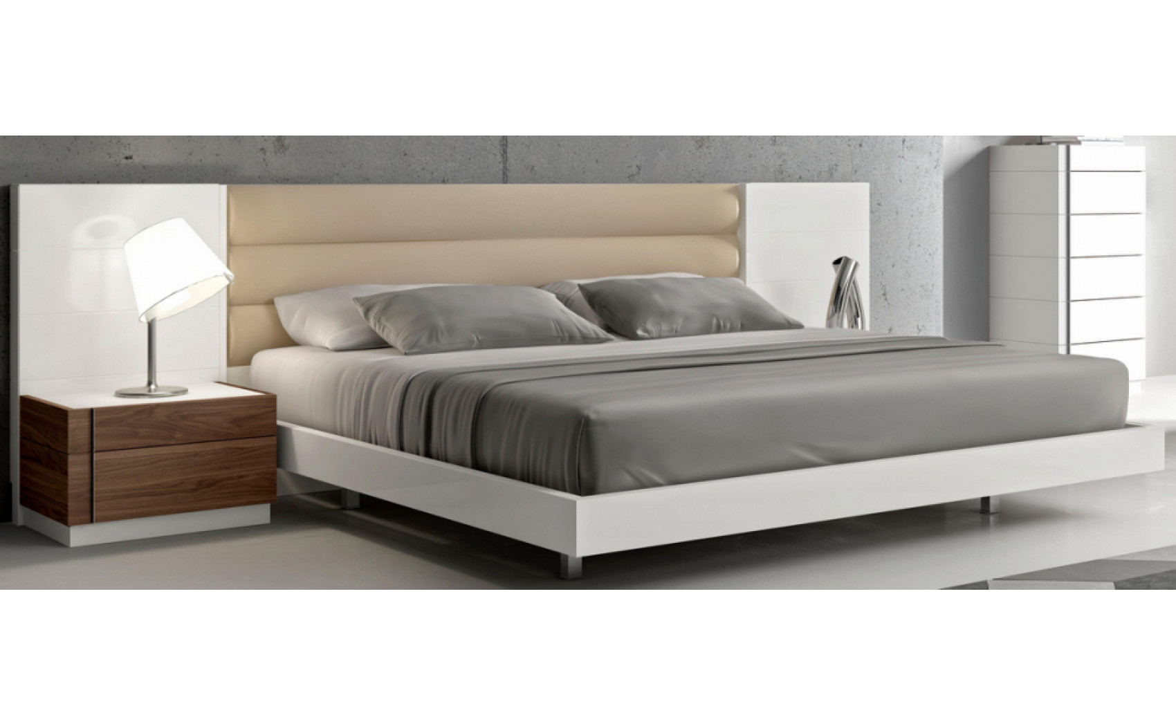 Lisbon Bedroom Set White Beige & Walnut J&M Furniture