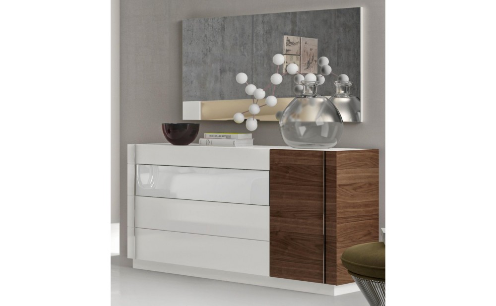 Lisbon Dresser White Beige & Walnut J&M Furniture