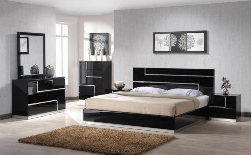 Lucca Bedroom Set Black Lacquer J&M Furniture