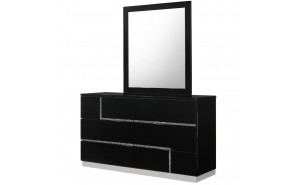Lucca Dresser & Mirror Black Lacquer J&M Furniture