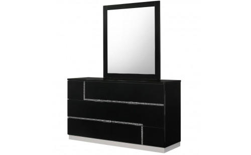 Lucca Dresser & Mirror Black Lacquer J&M Furniture