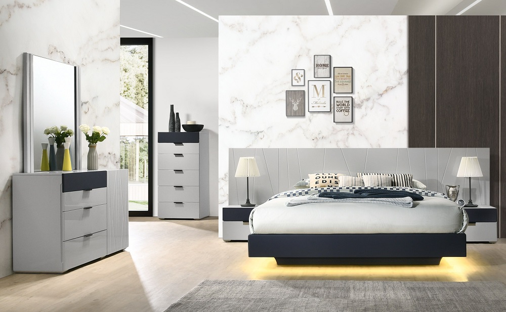 Marsala Bedroom Set Light Grey & Navy J&M Furniture