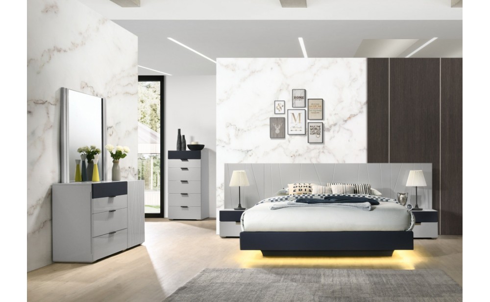Marsala Dresser & Mirror Light Grey & Navy J&M Furniture
