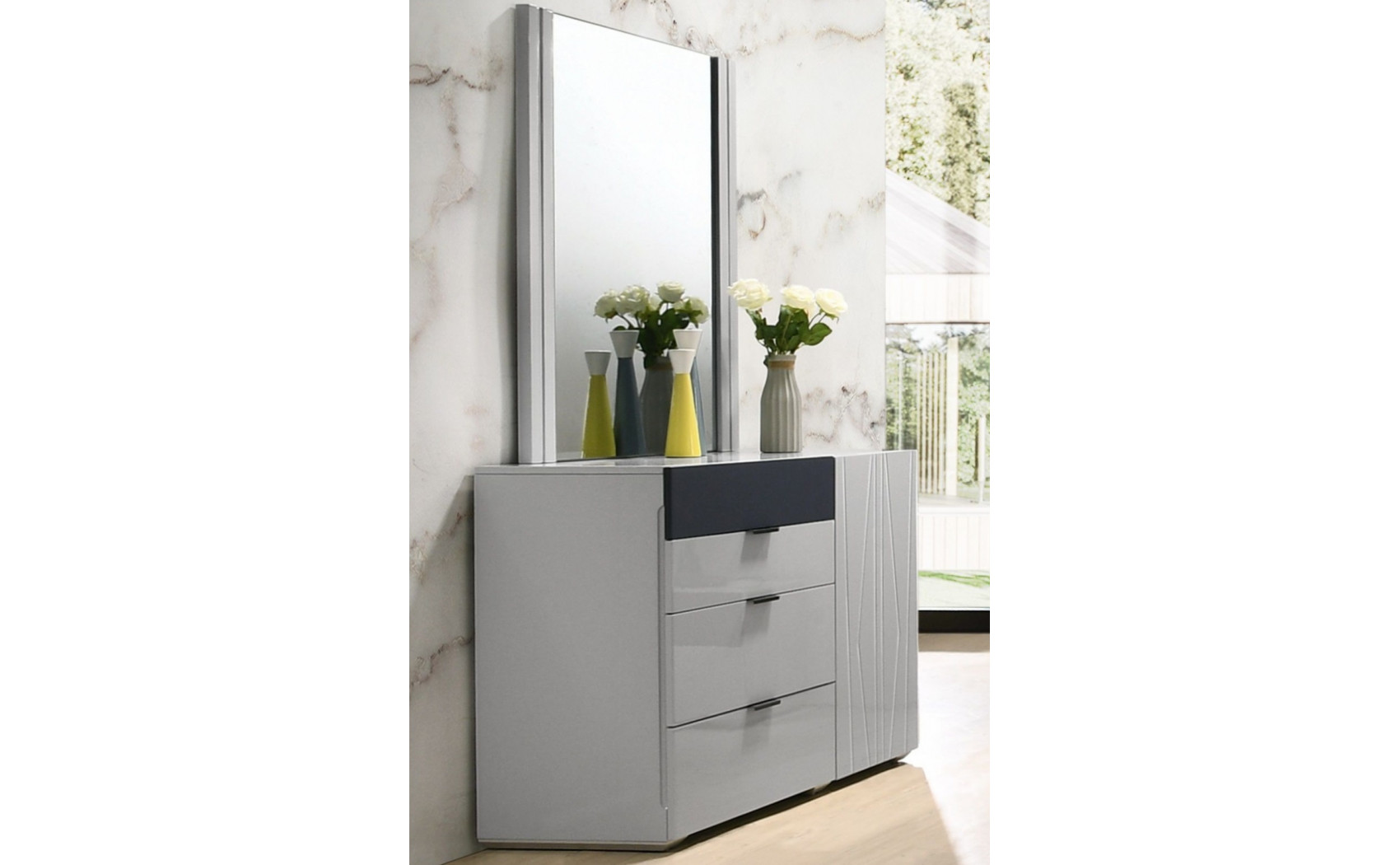 Marsala Bedroom Set Light Grey & Navy J&M Furniture