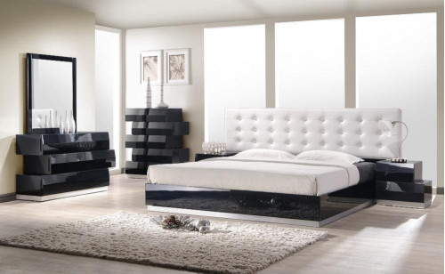 Milan Bedroom Set Black Lacquer J&M Furniture
