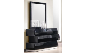 Milan Dresser & Mirror Black Lacquer J&M Furniture Milan Dresser & Mirror Black Lacquer J&M Furniture