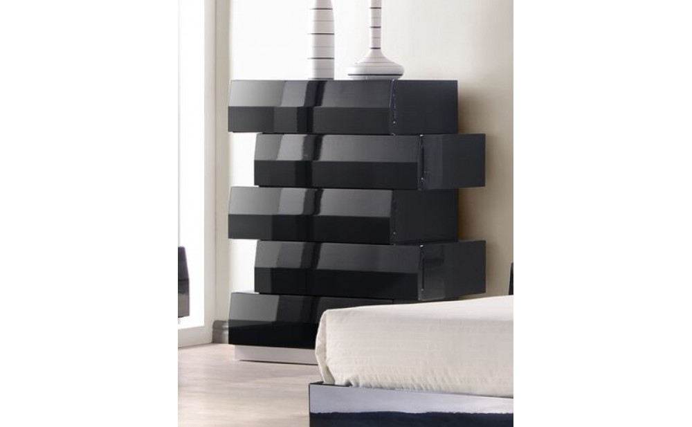 Milan Nightstand Black Lacquer J&M Furniture