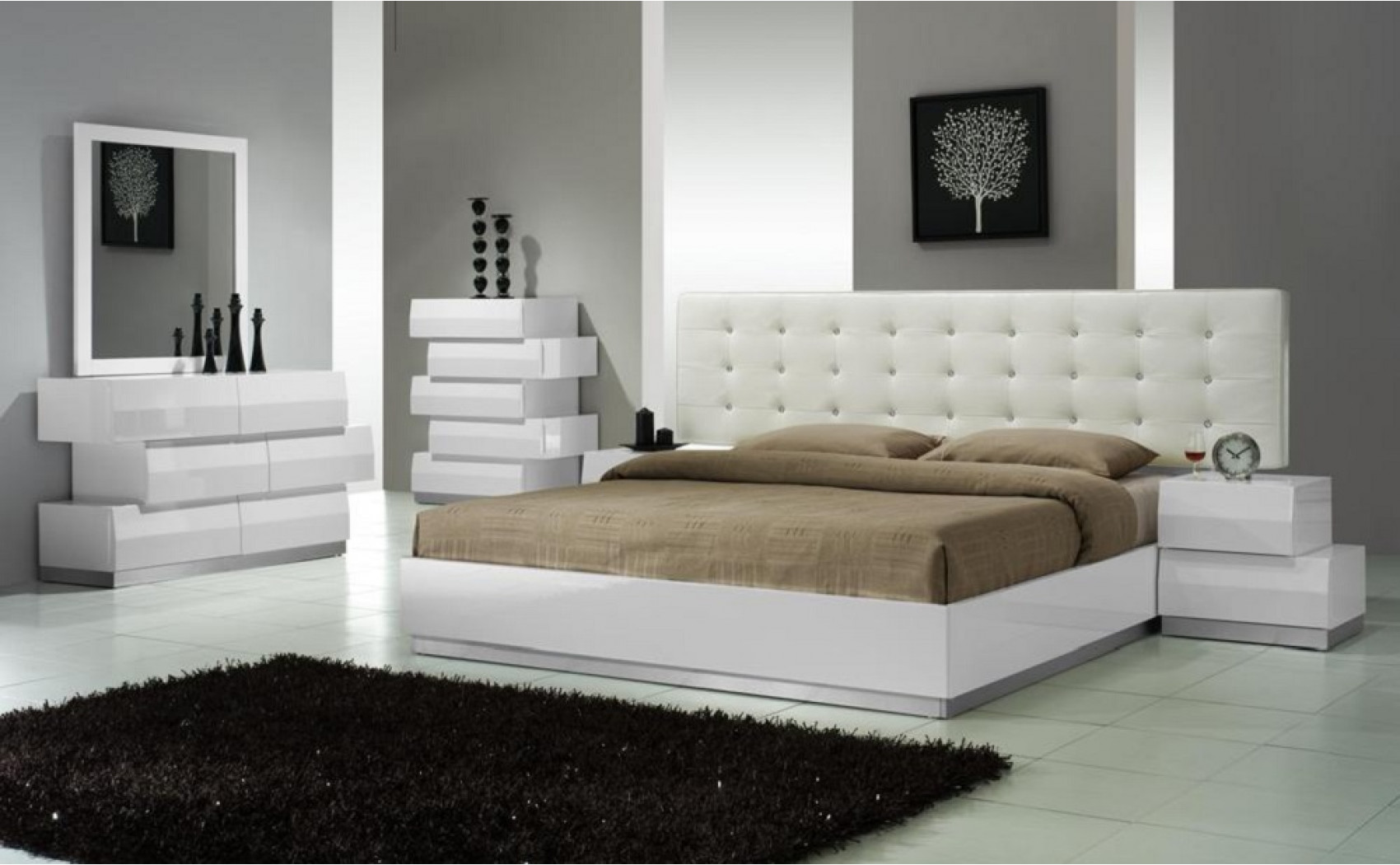 Milan Casegoods White Lacquer J&M Furniture