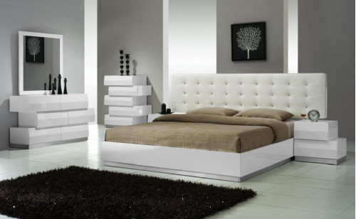 Milan Bedroom Set White Lacquer J&M Furniture
