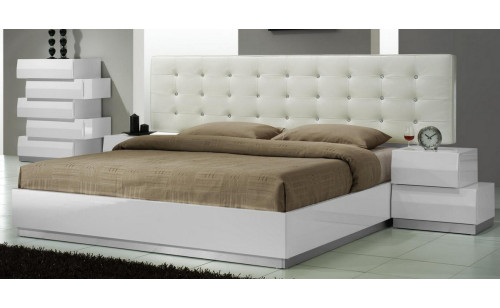 Milan Bed White Lacquer J&M Furniture
