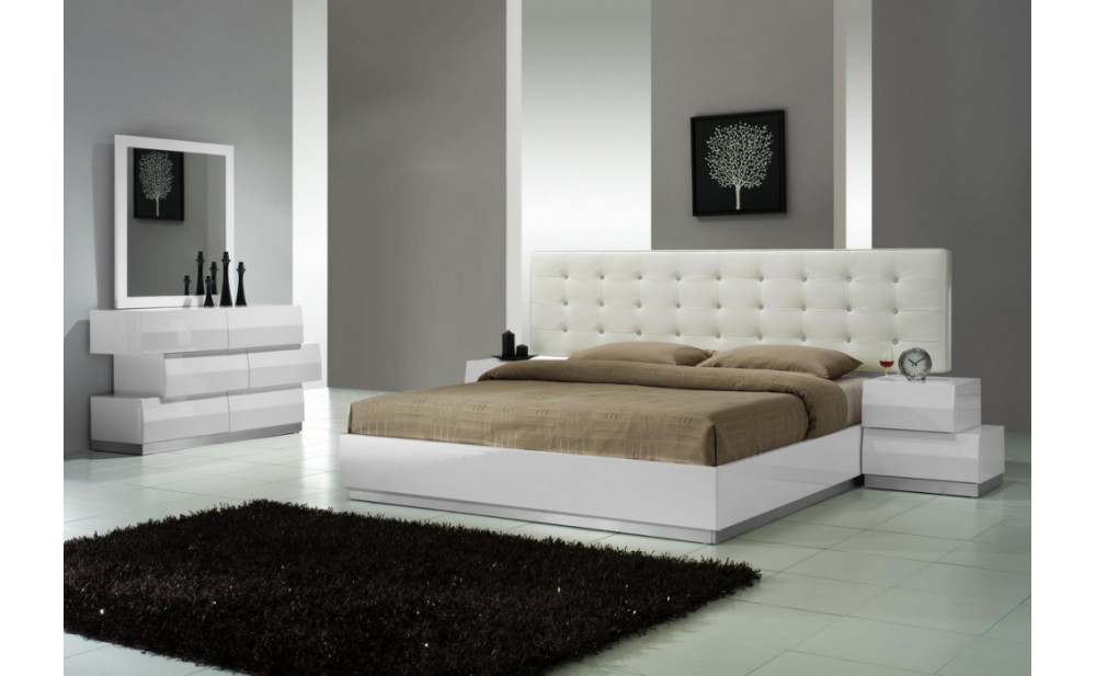Milan Bedroom Set White Lacquer J&M Furniture