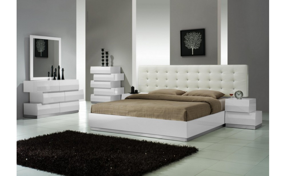 Milan Dresser & Mirror White Lacquer J&M Furniture