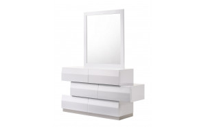 Milan Dresser & Mirror White Lacquer J&M Furniture