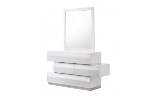 Milan Dresser & Mirror White Lacquer J&M Furniture