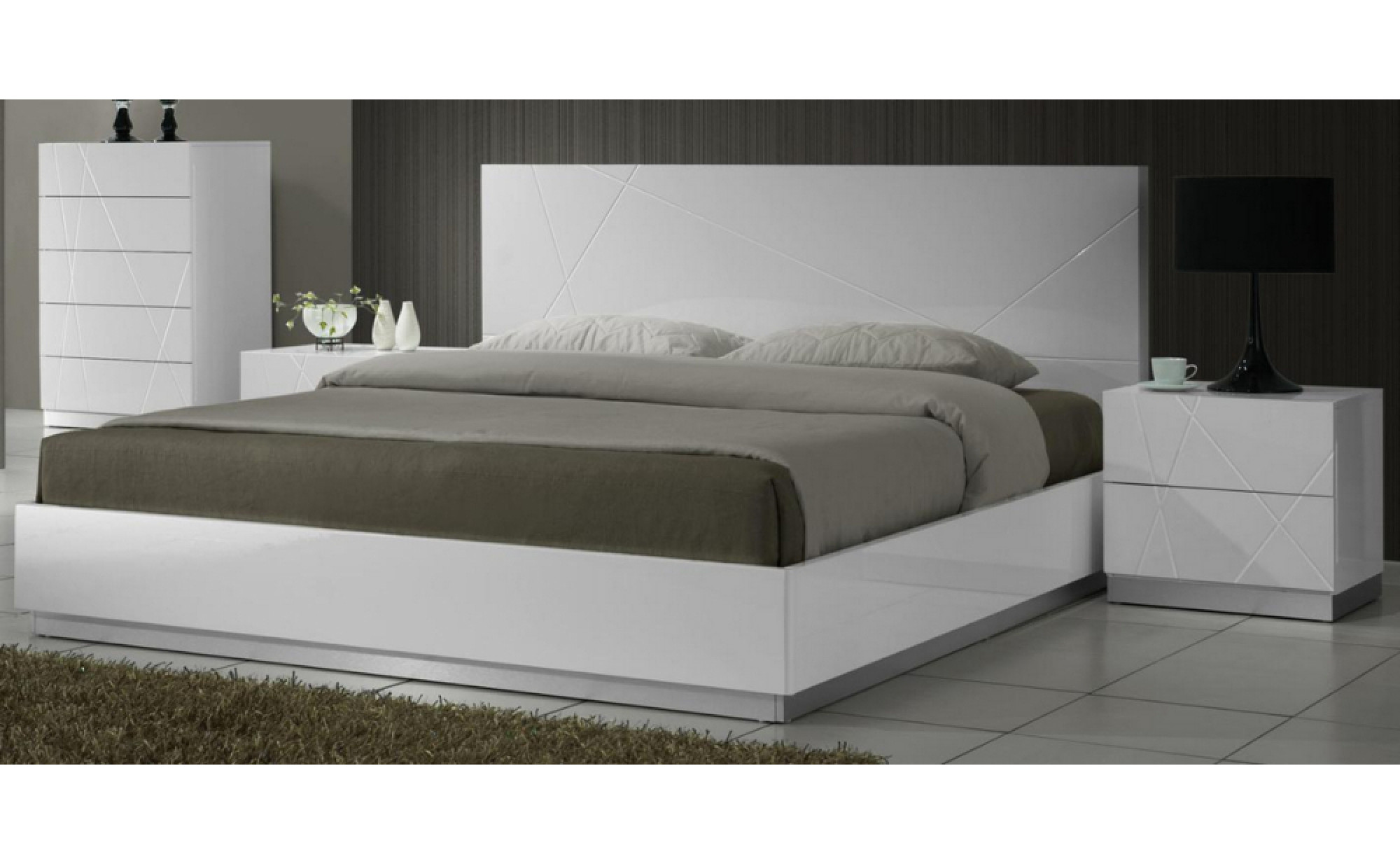 Naples Bedroom Set White Lacquer J&M Furniture JM