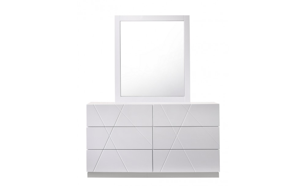 Naples Dresser & Mirror White Lacquer J&M Furniture