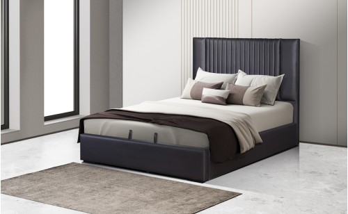 Nara Storage Bed Dark Brown Leatherette J&M Furniture