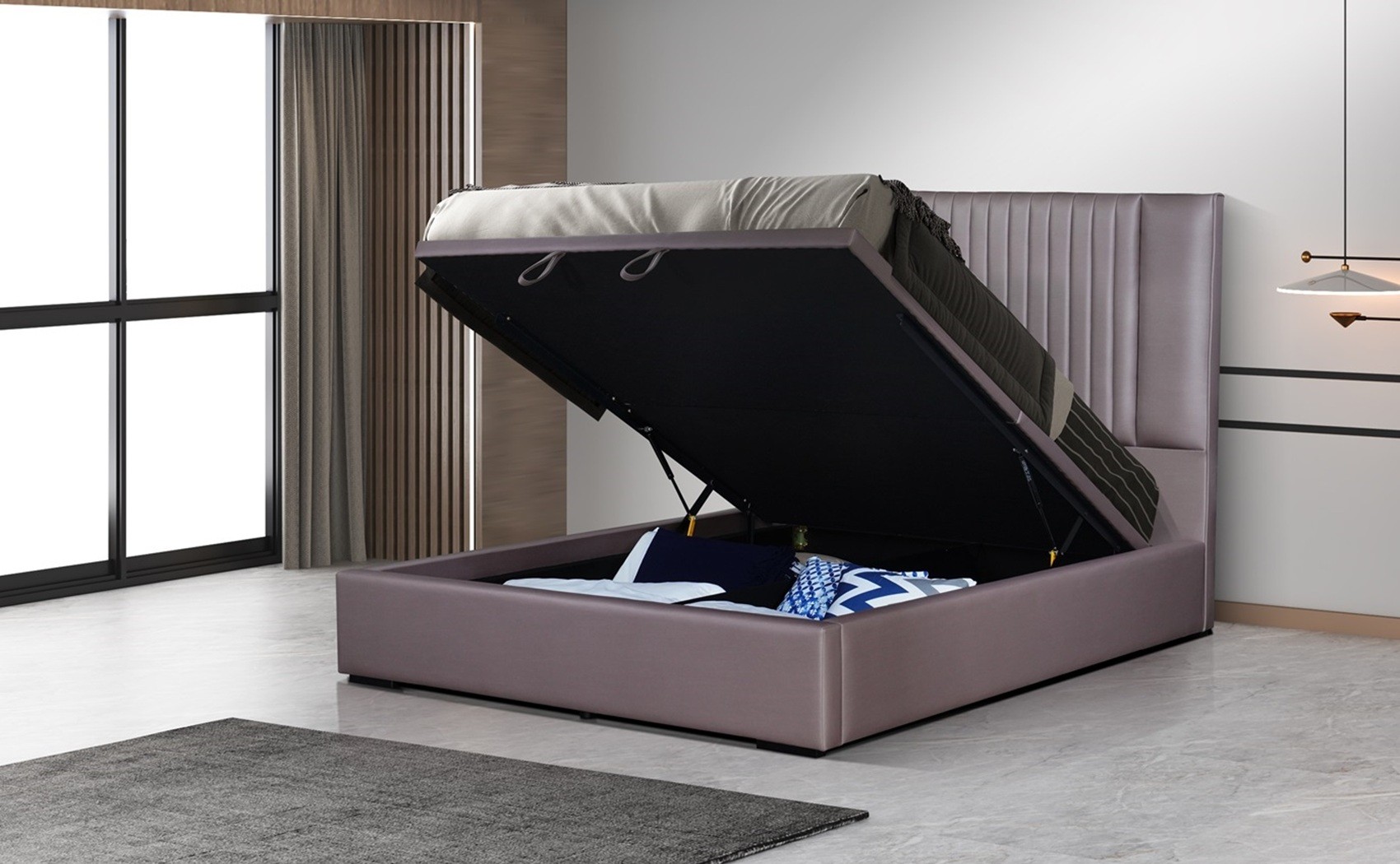 Nara Storage Bed Stone Leatherette J&M Furniture