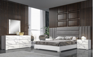 Nina Bedroom Set White / Grey J&M Furniture Nina Bedroom Set White / Grey J&M Furniture