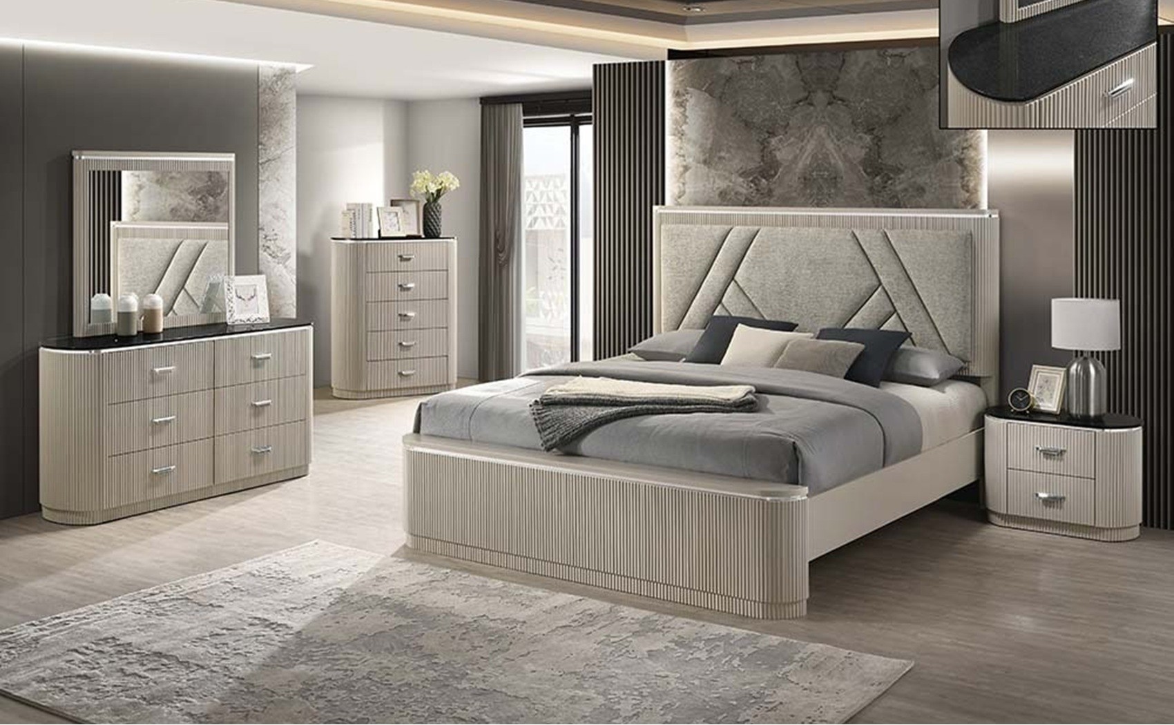 Onyx Chest Grey Glossy / Fabric J&M Furniture