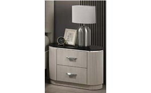 Onyx Nightstand Grey Glossy / Fabric J&M Furniture