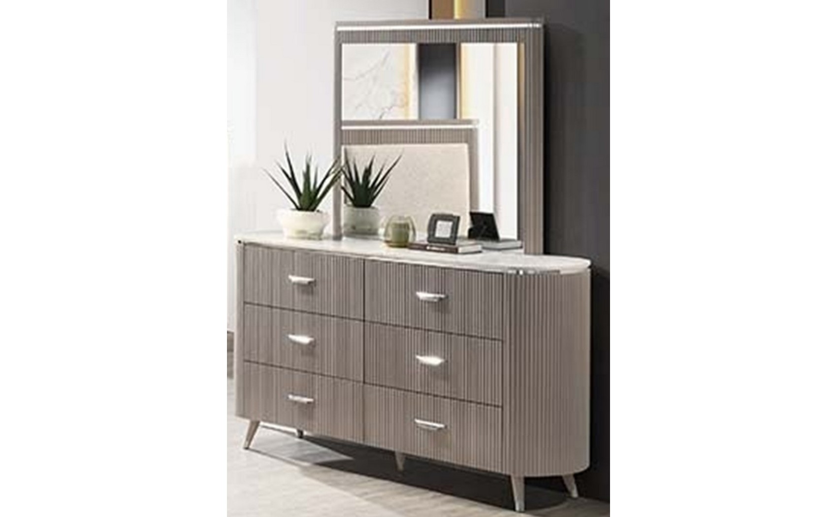 Opal Chest Taupe / White Glossy / Fabric J&M Furniture