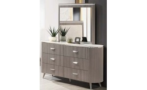Opal Dresser Taupe / White Glossy / Fabric J&M Furniture