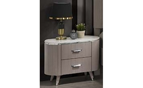 Opal Nightstand Taupe / White Glossy / Fabric J&M Furniture Opal Nightstand Taupe / White Glossy / Fabric J&M Furniture