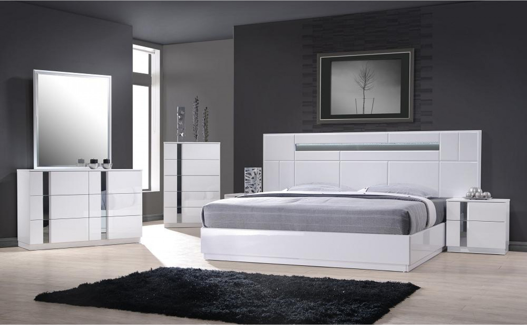 Palermo Casegoods White Lacquer & Chrome J&M Furniture