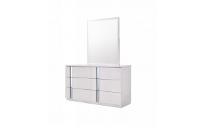 Palermo Dresser & Mirror White Lacquer & Chrome J&M Furniture