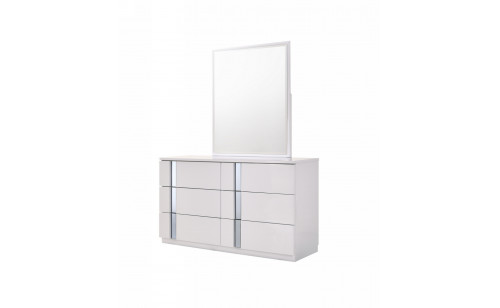 Palermo Dresser & Mirror White Lacquer & Chrome J&M Furniture
