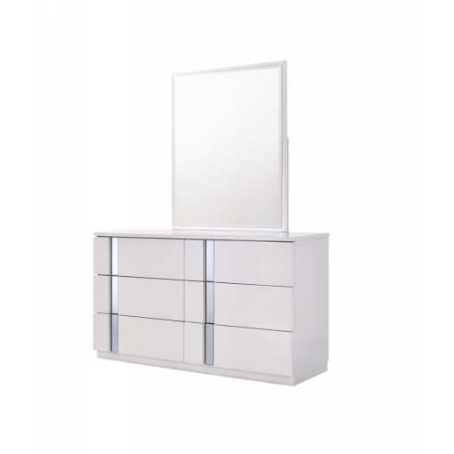 Palermo Dresser & Mirror White Lacquer & Chrome J&M Furniture