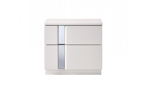 Palermo Nightstand White Lacquer & Chrome J&M Furniture