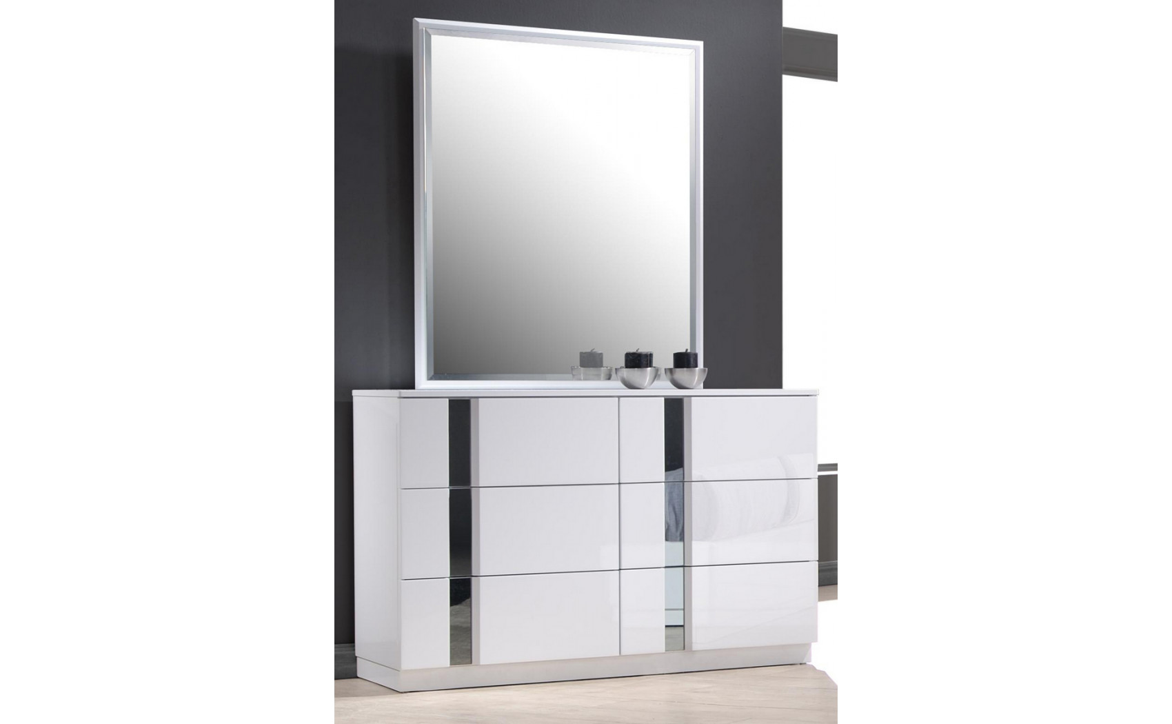 Palermo Casegoods White Lacquer & Chrome J&M Furniture
