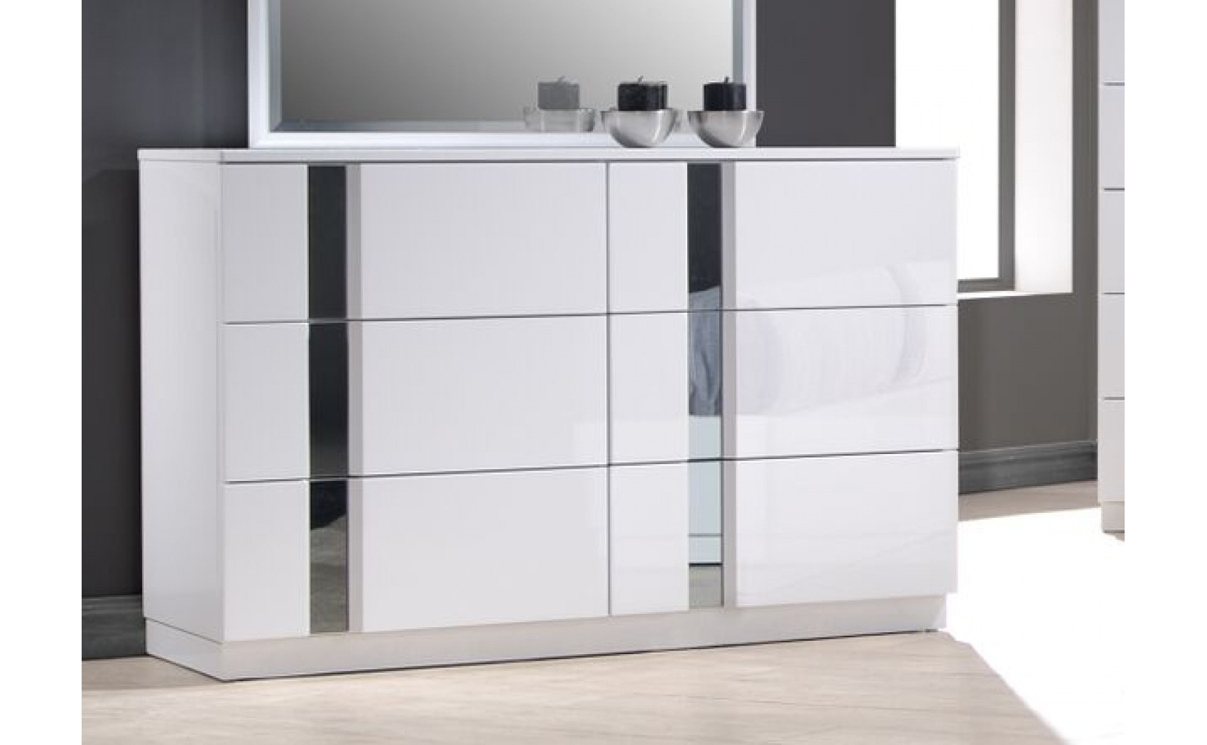 Palermo Casegoods White Lacquer & Chrome J&M Furniture