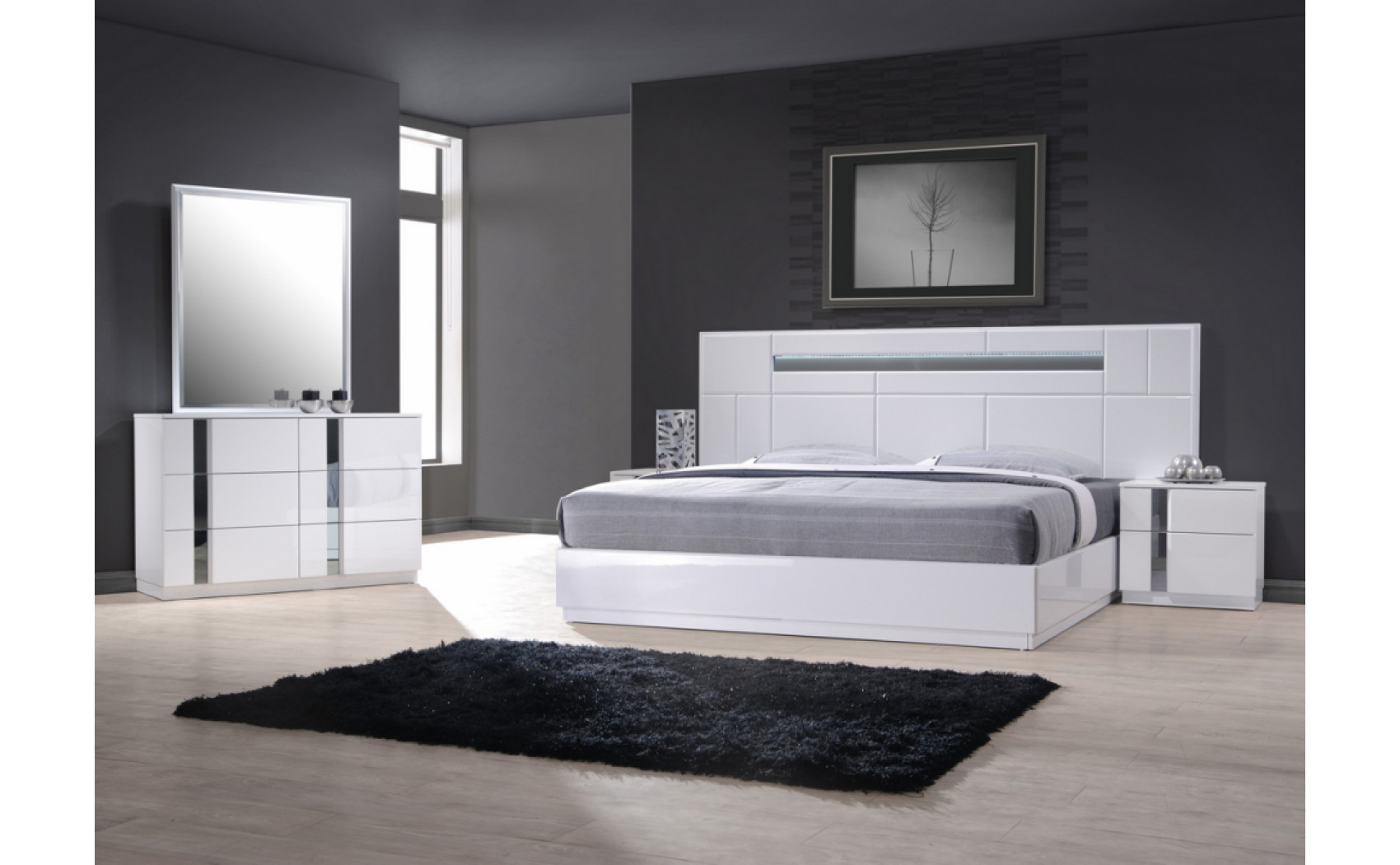 Palermo Casegoods White Lacquer & Chrome J&M Furniture