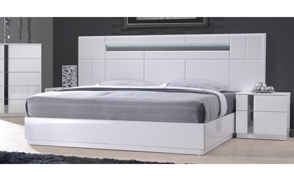 Palermo Bedroom Set White Lacquer & Chrome J&M Furniture