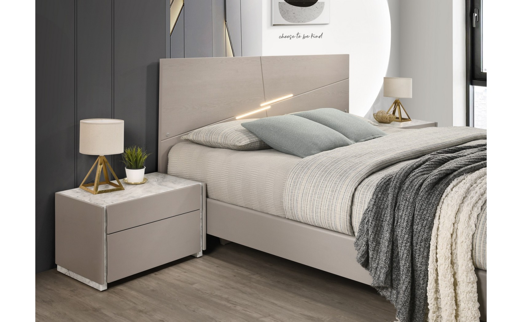Pearl Bedroom Set Taupe / Grey / White Matte J&M Furniture
