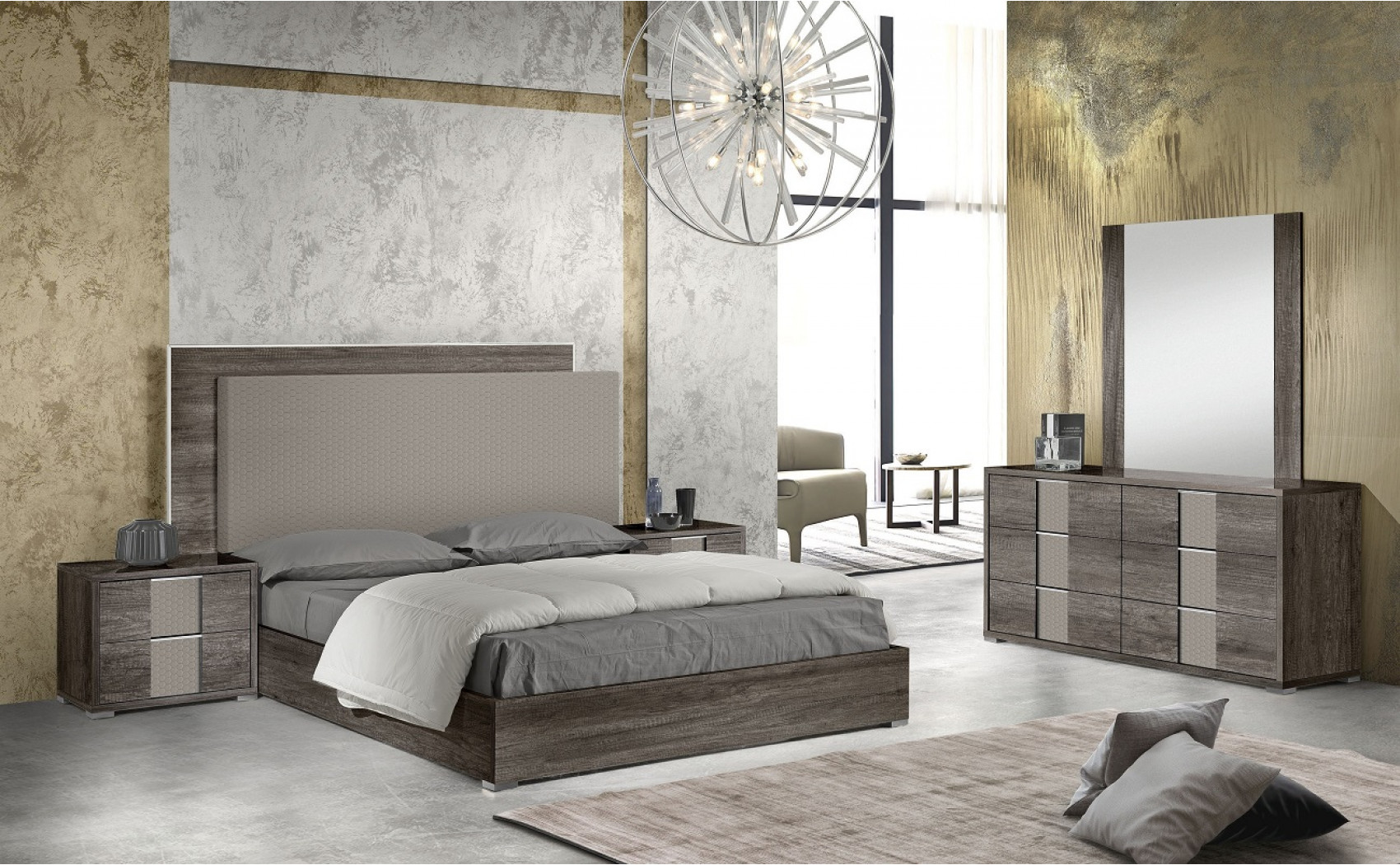 Portofino Nightstand Beige / Canyon Oak J&M Furniture