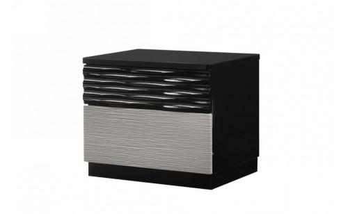 Roma Nightstand Black & Grey Lacquer J&M Furniture